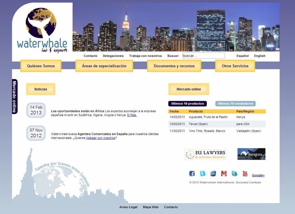 Desarrollo de la web corporativa de Waterwhale International